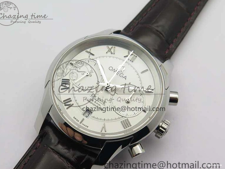 0325 De Ville Chronograph SS OMF 1:1 Best Edition White Dial On Brown Leather strap A Versatile 8111
